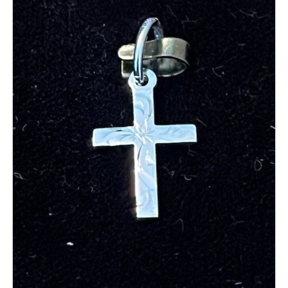 Sterling Silver Flared Engraved Etched Cross Charm by Rembrandt Christian